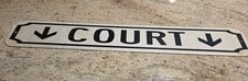 Vintage Rare Court Sign Courthouse Law Street Metal Gas Oil Advertising  picture