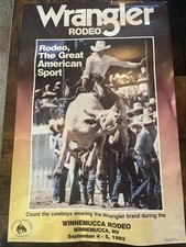 Vintage 1982 Wrangler Jeans Rodeo Winnemucca Nevada Cowboy Poster 26.5” x 17” picture