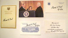 PRESIDENT GERALD FORD 3 RARE SIGNED WHITE HOUSE CARDS + EXTRA CARD SIGNED picture
