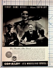 1937 Wheeling Steel COP-R-LOY Pipe Plumbing Vintage Magazine Ad Ephemera picture