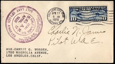 US 1926 1st Flight with C7 from Salt Lake City to LA Signed by Pilot, Charlie... picture