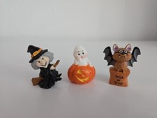 VINTAGE 80s Russ Halloween Miniatures Ghost Pumpkin Witch Broom Trick Treat Bat picture
