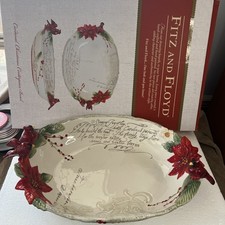 Stunning Huge Fitz and Floyd Cardinal Christmas Centerpiece Bowl New Open Box picture