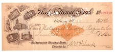 1900 UNIVERSITY OF ILLINOIS URBANA - VIGNETTE -F1RST NAT BANK CHECK 2¢ DOC STAMP picture