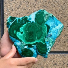Natural Chrysocolla Polished Slice Blue Green Banded Mineral Specimen  926 g picture