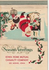 BILLBOARD MATCHBOOK - IOWA HOME MUTUAL CASUALTY - DES MOINES - CHRISTMAS picture