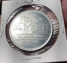 Vintage McDonald’s Advertising Token 1980s McRib Metal Coin Rare Discount Promo picture
