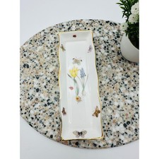 Royal Crown Duchy Fine Bone China Butterfly Floral Trinket Tray England picture