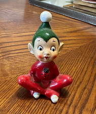 Vintage Ceramic Pixie Elf Figurine Red Green Ladybug Mid Century Japan Style picture