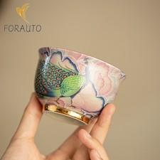 90ml Jingdezhen Enamel Peacock Tea Cup Ceramic Master Cup Kung Fu Tea Set picture