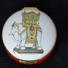 CRUMMLES & CO MINTON ELEPHANT ENAMEL BOX, Thomas Goode & Co, 2 3/8