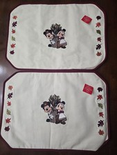 Two Disney Thanksgiving Mickey & Minnie Pilgrim Placements picture