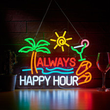 Always Happy Hour Beer Bar Neon Sign for Wall Décor Dimmable USB LED Neon Light picture