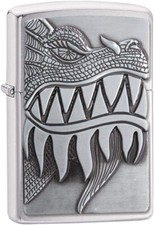 Zippo Fire Breathing Dragon Brushed Chrome 28969 picture