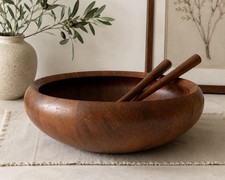Dansk Denmark IHQ Jen Quistgaard Staved Teak Salad Bowl Lollipop Servers Set 16” picture