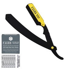 100 BLADES + CLASSIC STRAIGHT EDGE STAINLESS STEEL BARBER RAZOR SALON SHAVETTE picture