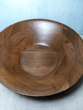 Vintage Kustom Kraft Solid Black Walnut Bowl Mid-Century Modern 12” USA  picture