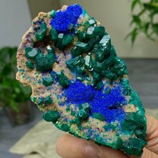185G Natural green dioptase with Azurite gemstone cluster mineral specimen picture