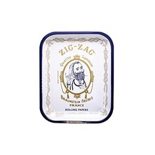 ZIG-ZAG Large Metal Rolling Tray - White, 13.4
