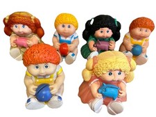 Vintage 1983 Cabbage Patch Kids Plastic Piggy Bank 3 Boys 3 Girls Set Of 6 Rare picture
