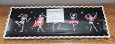 Isaac Mizrahi Halloween Costumed Skeletons Dance Melamine Serving Tray 19x8