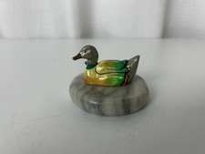 Enesco Duck Figurine Vintage 1983 Marble Base Handpainted Pewter 2.5