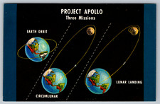 c1960s Project Apollo Three Missions Circumlunar NASA Lunar Chrome Postcard picture