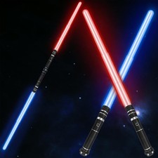 2 Pack LED Lightsabers Black FX Sound 17-32 inches 2-in-1 Double-Bladed Swords picture
