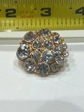 Vintage Gold Tone Clip-On Earrings with Clear Rhinestones Cluster picture