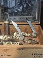 RARE CASE XX Zebra and Leopard Bone Full Size Cheetah COMBO Stockman Peanut picture