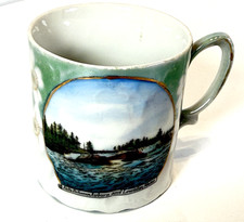 MAINE ME Antique Souvenir FALLS BETWEEN AUBURN & LEWISTON Trinket China Mug Cup picture