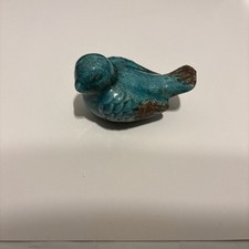 Pottery Hand Painted Crackle Turquoise Clay Bird picture