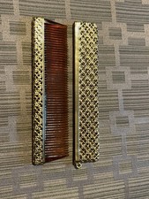 Vintage Napier Comb in Gold Tone Filigree Case Tortoiseshell Look Purse Comb picture