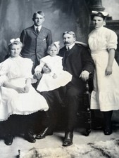 Antique Family Portrait Gorgeous Photo 1904 Black and White 12
