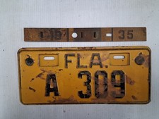 1935 Florida   License Plate Tag A prefix error with locking tab picture