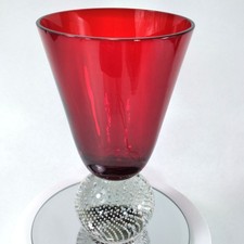 Carl Erickson Red Glass with Bullicante Controlled Bubble Ball Base Design 6.25