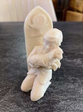 Vintage Vivian C Alabaster Carved Boy With Lamb Figurine Beautiful Unique #DD picture