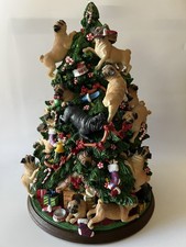 RARE Vintage Danbury Mint Pug Lighted Christmas Tree Sculpture Tested No Star picture