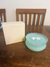 Vintage 1960s Avon Rapture Beauty Dust Container Aqua Doves Original Box NOS picture