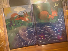 Nickit and Thievul set of 2 handpainted/altered Full Arts pokemon cards picture