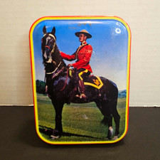 Canadian Mountie 1960's Tin Box w/ Lid, Rectangular Metal picture