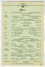 c.1920s SAN FRANCISCO CLIFF HOUSE at SEAL ROCKS~RARE ANTIQUE RESTAURANT MENU picture