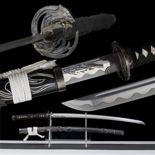 Japanese Katana Hand Forged 9260 Spring Steel Full Tang Ghost of Yotei Twin Wolf picture
