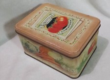 Vtg Empty Metal Tin Rectangular Box w/ Lid Homestead Brand Tomatoes Toleware picture