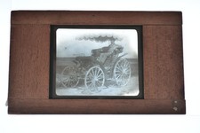 Man Early Motor Car Horseless Carriage Canopy Wooden Lantern Slide c1900s picture