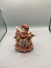 Vintage Thames Planter Girl with Dress Purple Flowers Painted 3647 RARE  picture