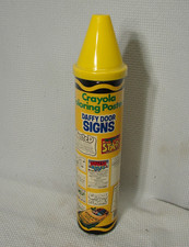 Vtg New 1983 Yellow Crayola Crayon Bank W/ Daffy Door Signs Coloring Posters 15