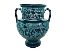 Relief terracotta Pottery Amphora 21cm,Green Patina,Ancient Greek Mythology Scen picture