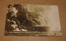RPPC 1909 Beaumont Texas Oil Tank Fire Real Photo Burning Oil Tank picture