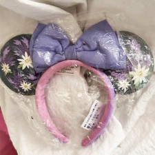 Disney- Parks French Lavender Floral Purple Flowers Minnie Ears Bow Headband picture